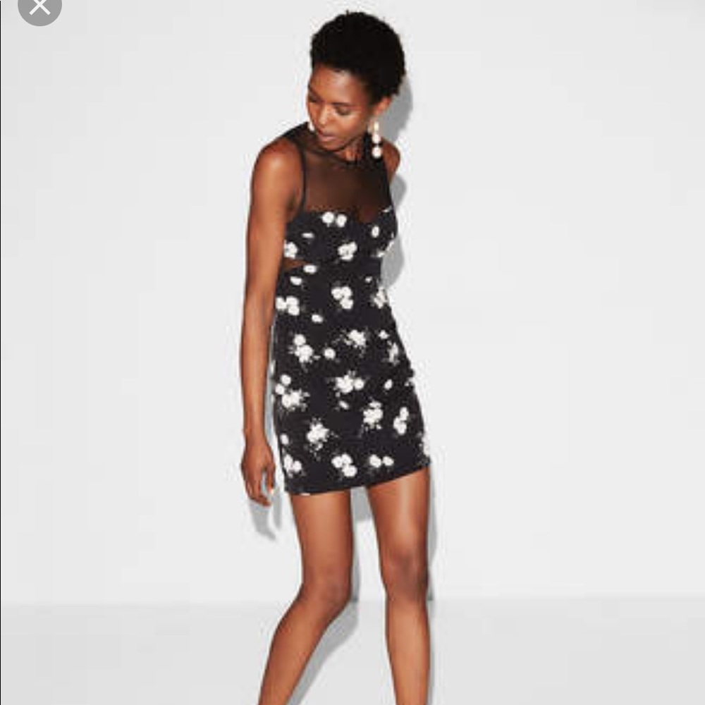 Express black floral mini dress
